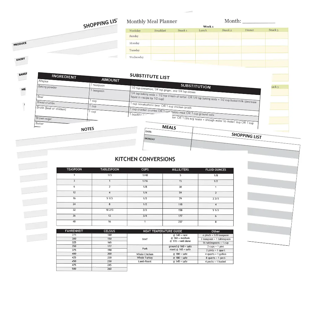 Bonus Italian Printable PDF Help Pages to cook